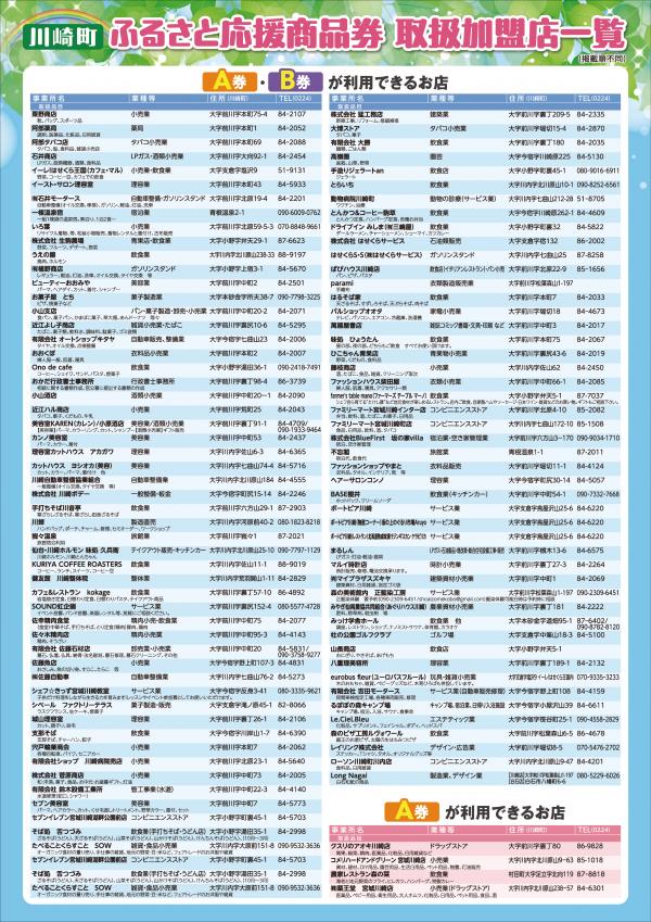 川崎町ふるさと応援商品券(裏)